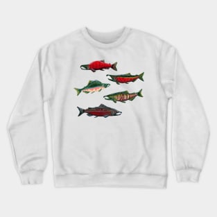 Pacific Salmon in Gouache Crewneck Sweatshirt